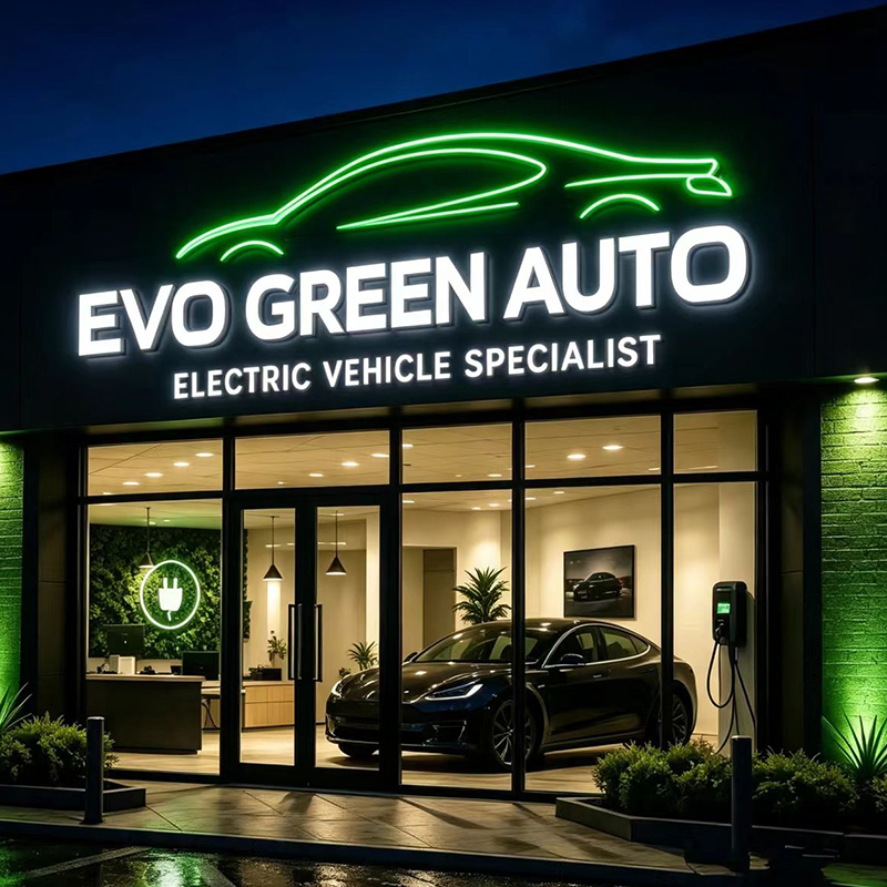 Auto Repair Shop Logo - Letrero con Letras LED Retroiluminadas Personalizadas,