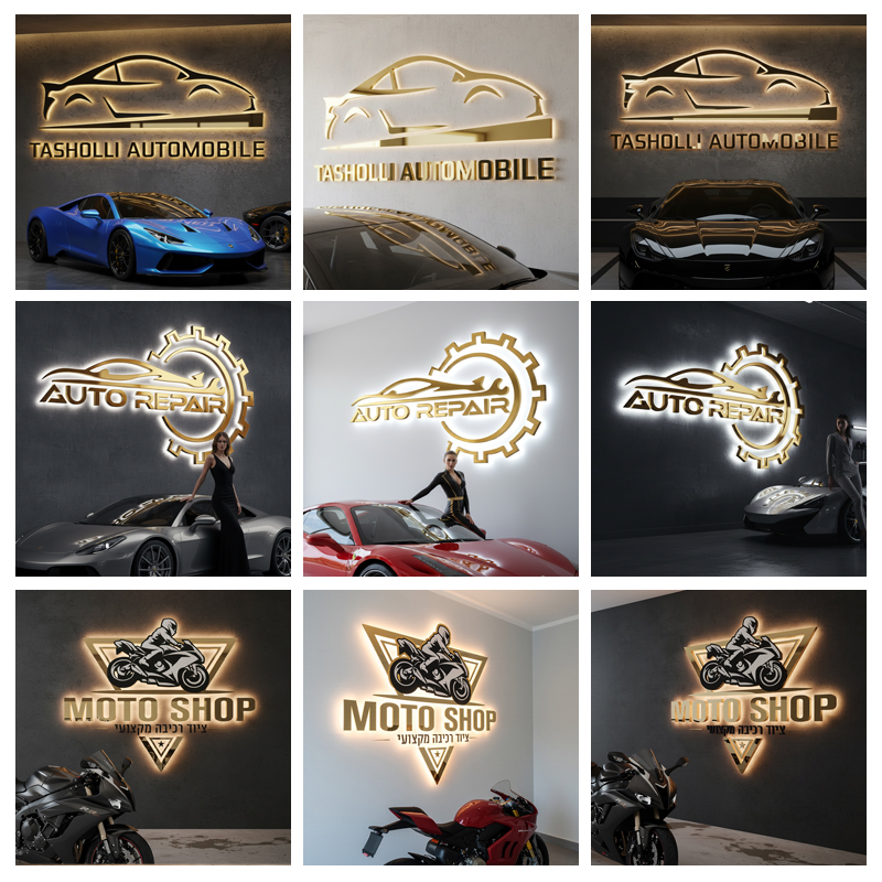 Letrero de Metal con Retroilum - Auto Repair Shop Logo reseña y precio