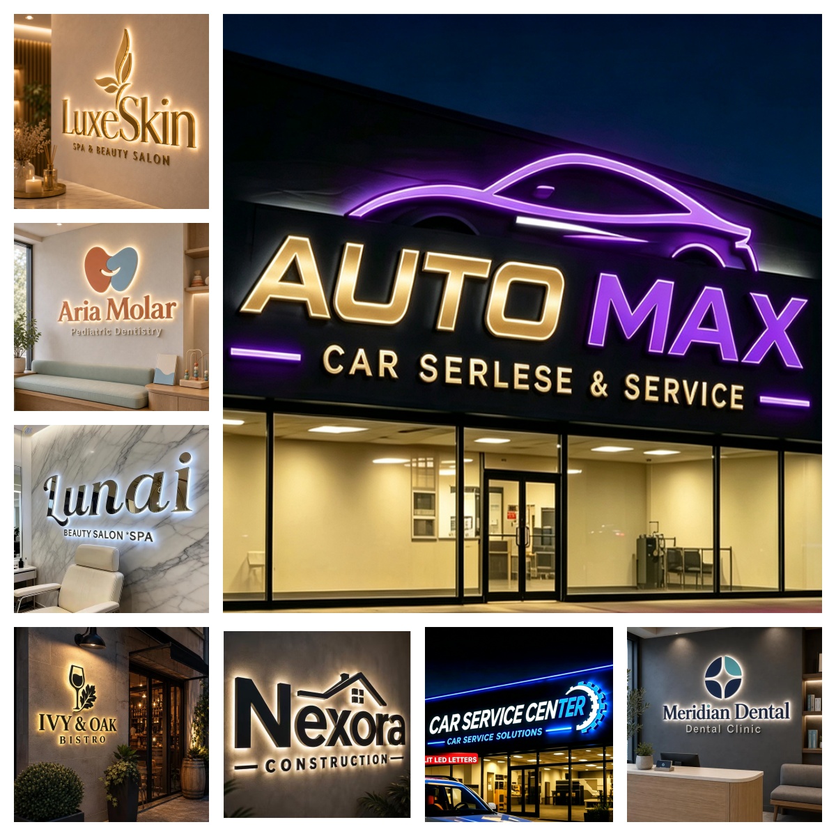 Letrero Luminoso LED 3D Person - Auto Repair Shop Logo reseña y precio