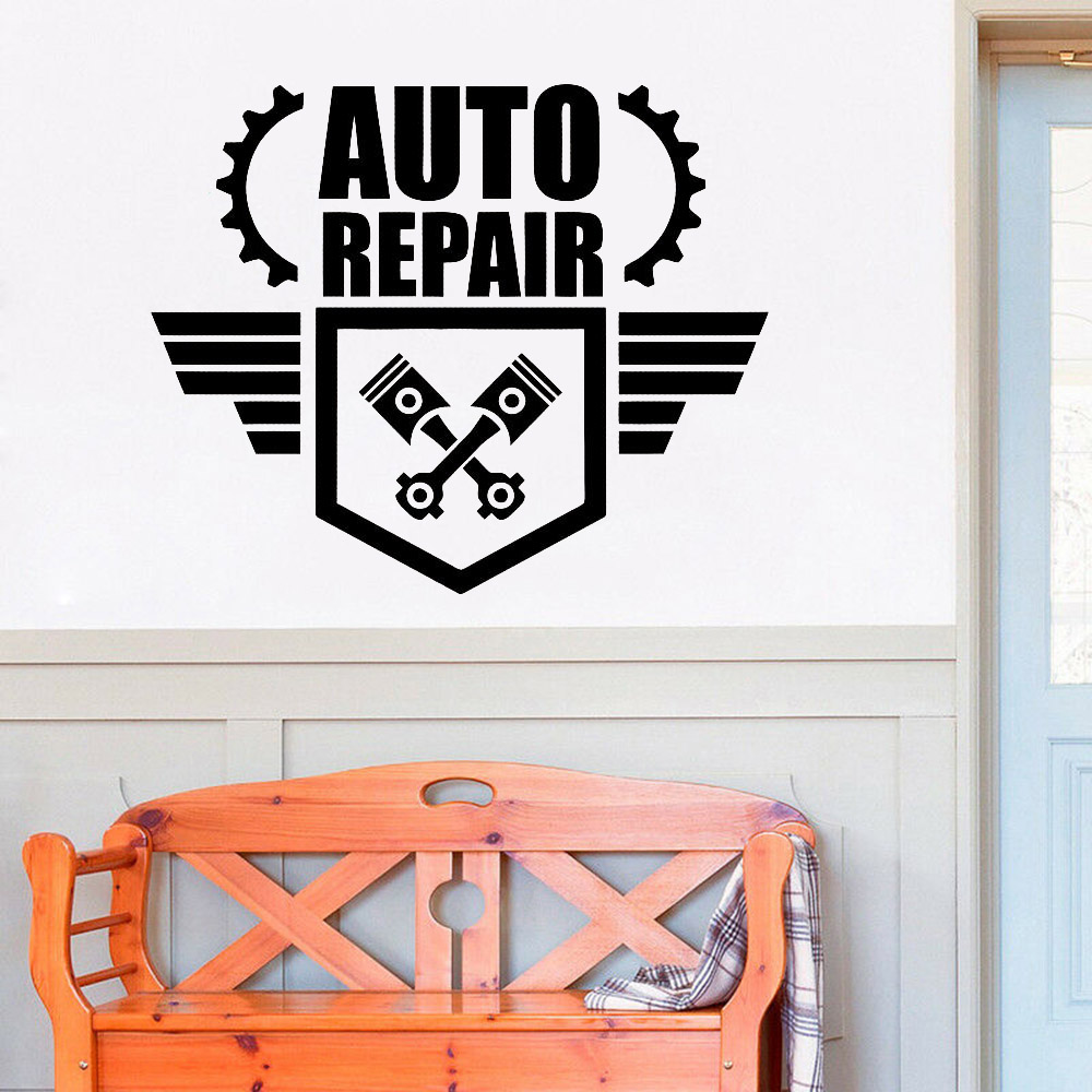 Calcomanías de pared para repa - Auto Repair Shop Logo reseña y precio